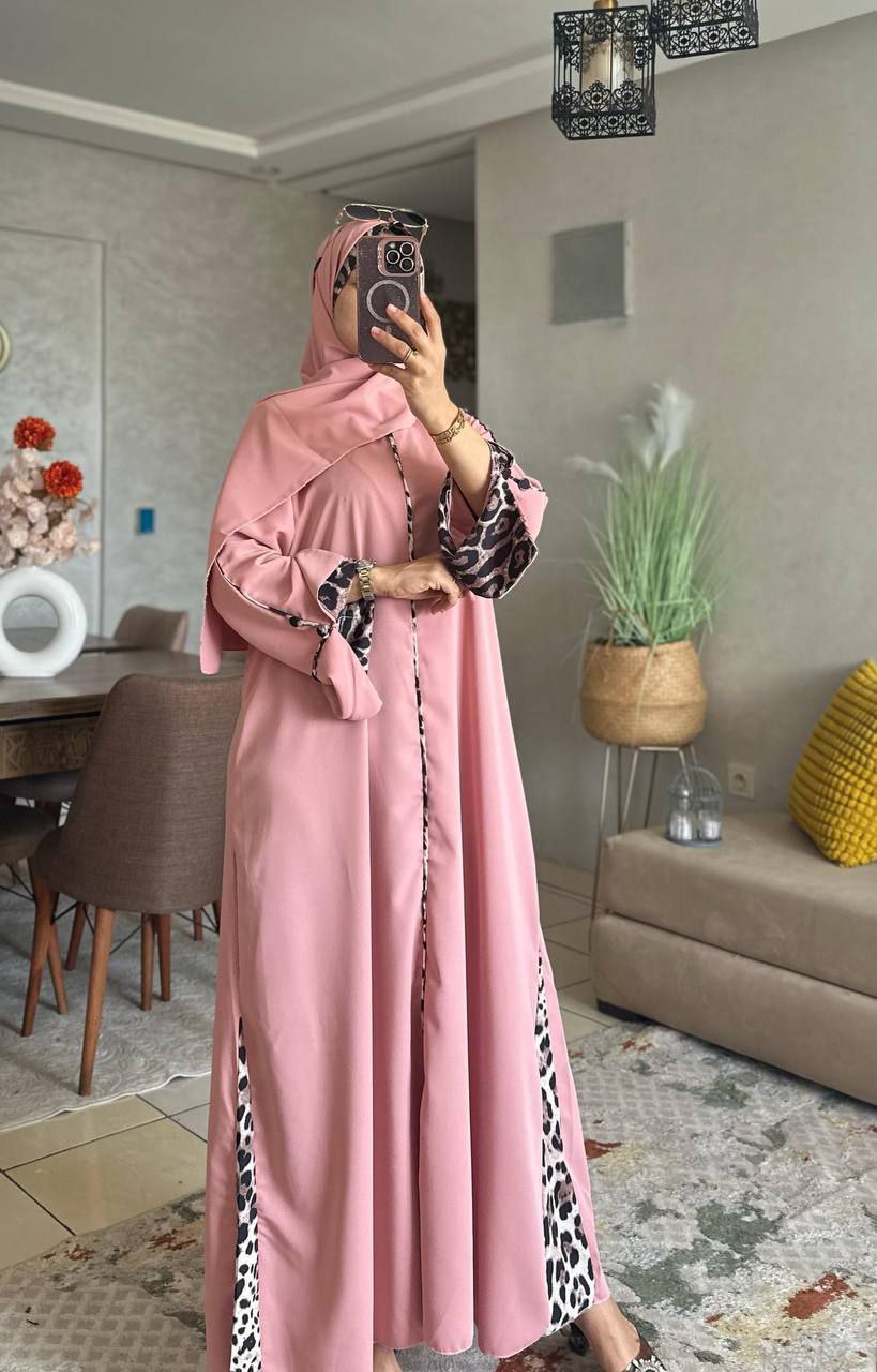 Abaya crepe rosa M1