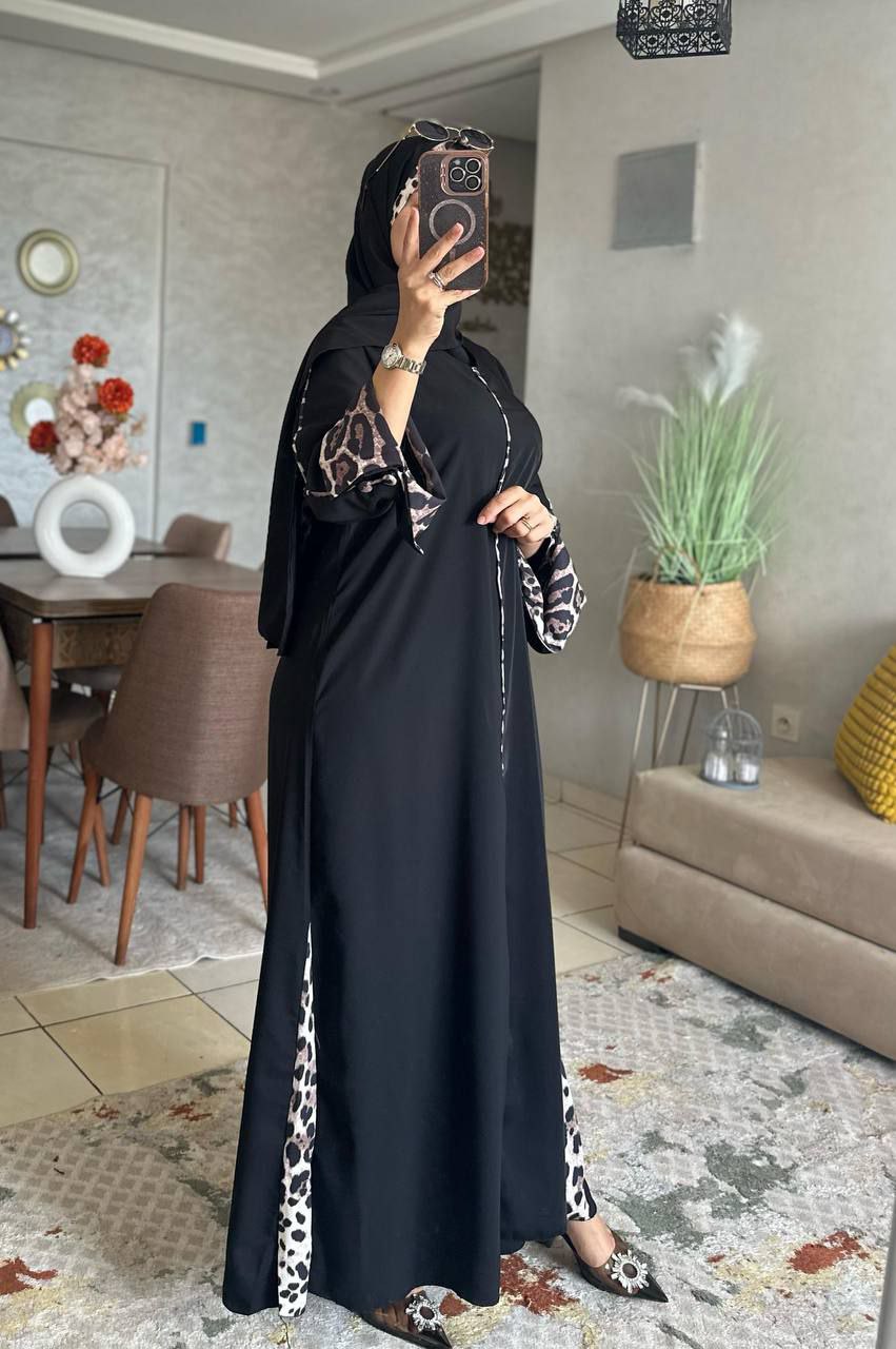 Abaya crepe rosa M1