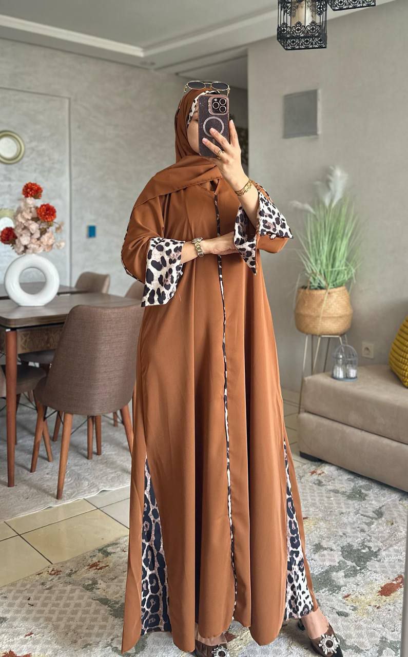 Abaya crepe rosa M1