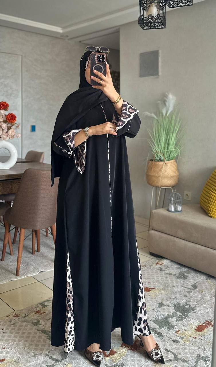 Abaya crepe rosa M1