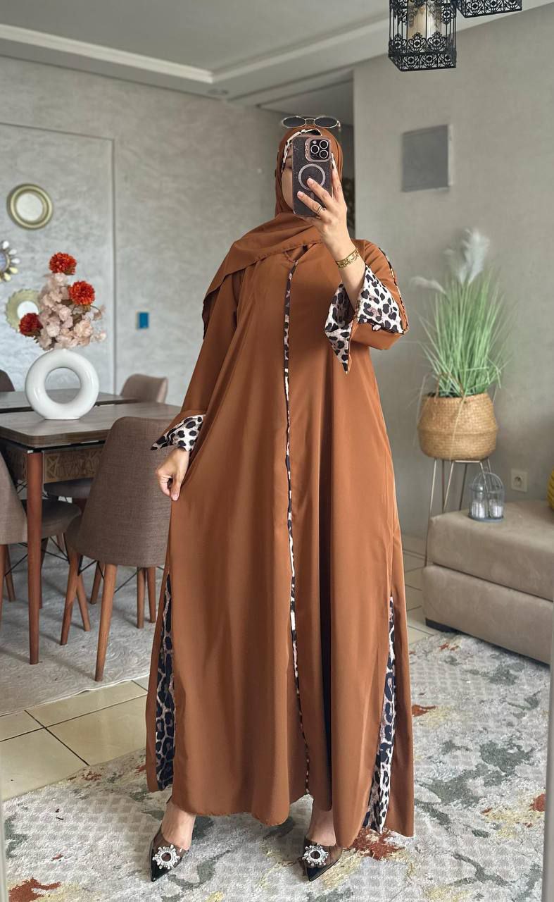 Abaya crepe rosa M1