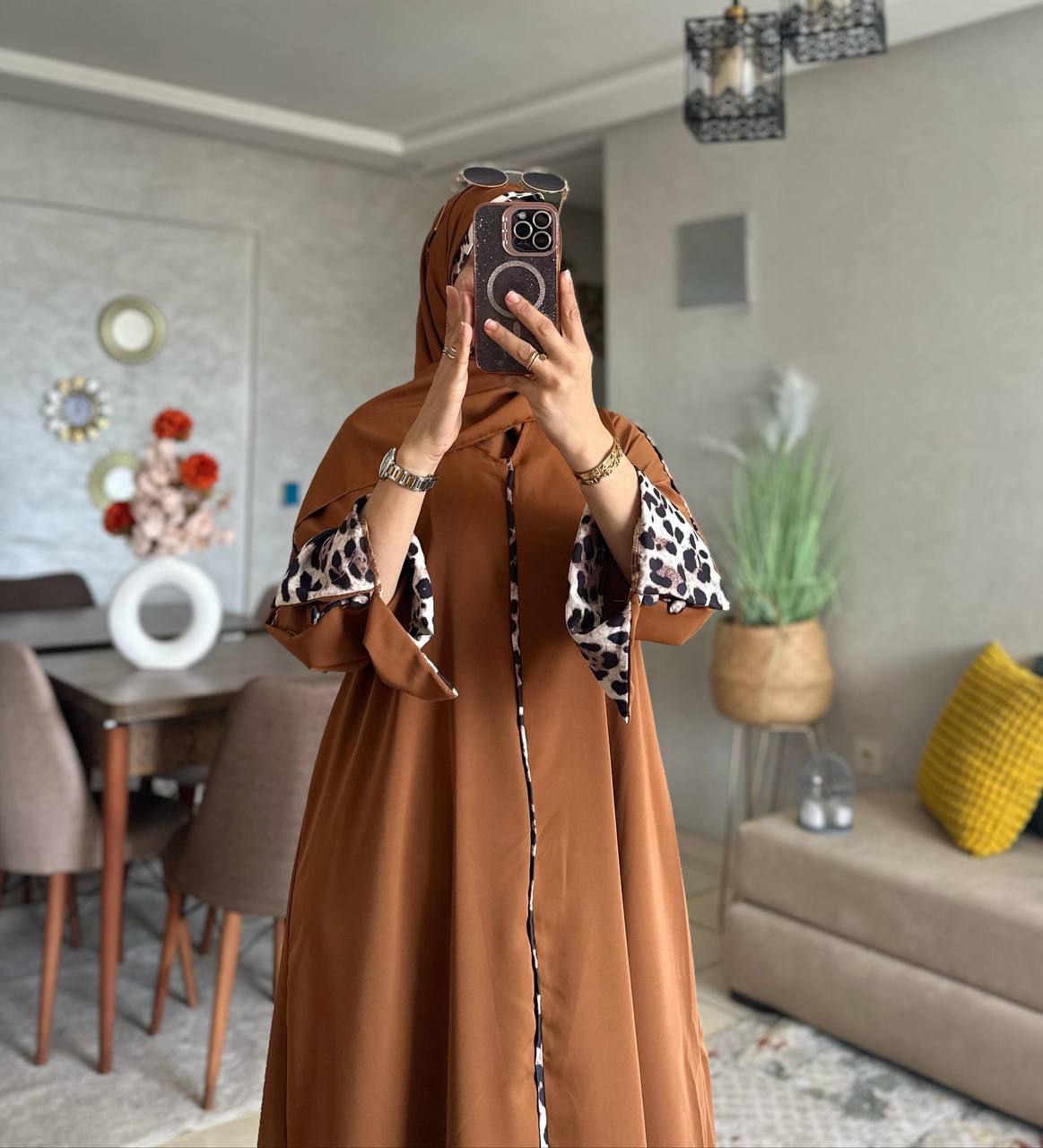 Abaya crepe rosa M1