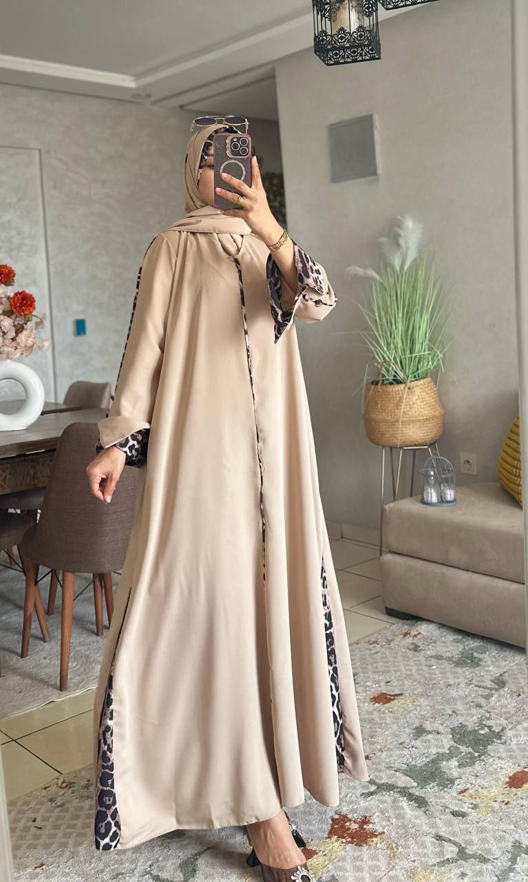 Abaya crepe rosa M1