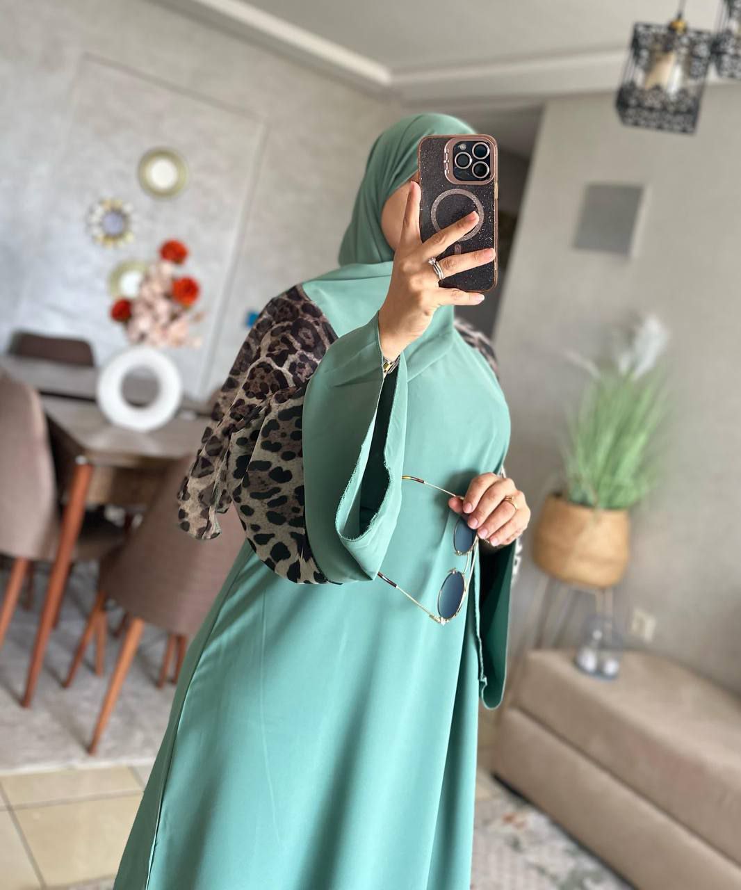 Abaya crepe rosa M2