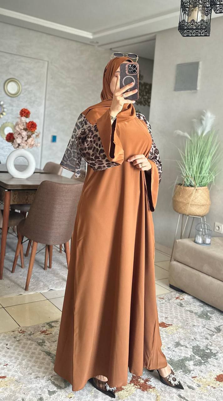 Abaya crepe rosa M2