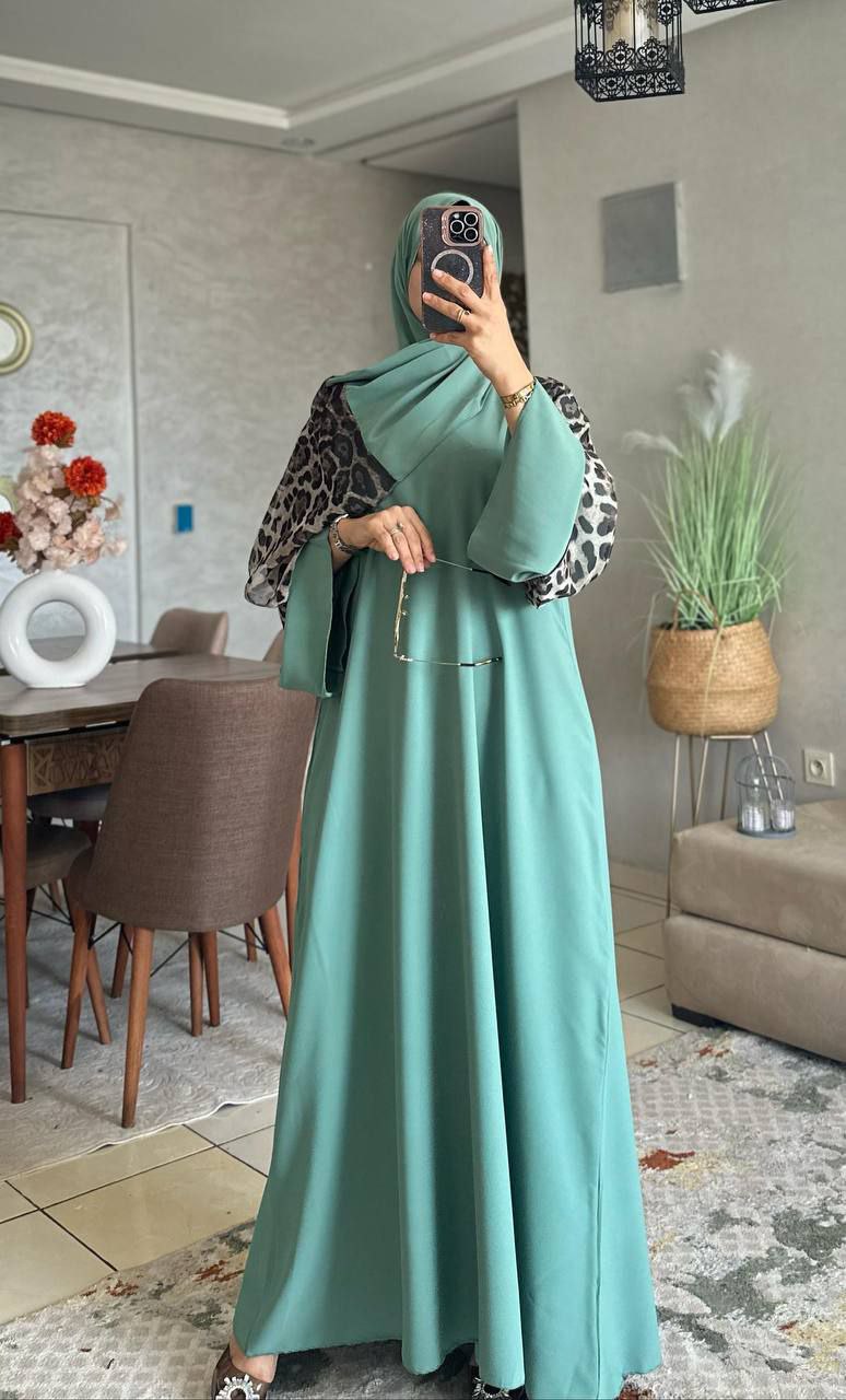 Abaya crepe rosa M2