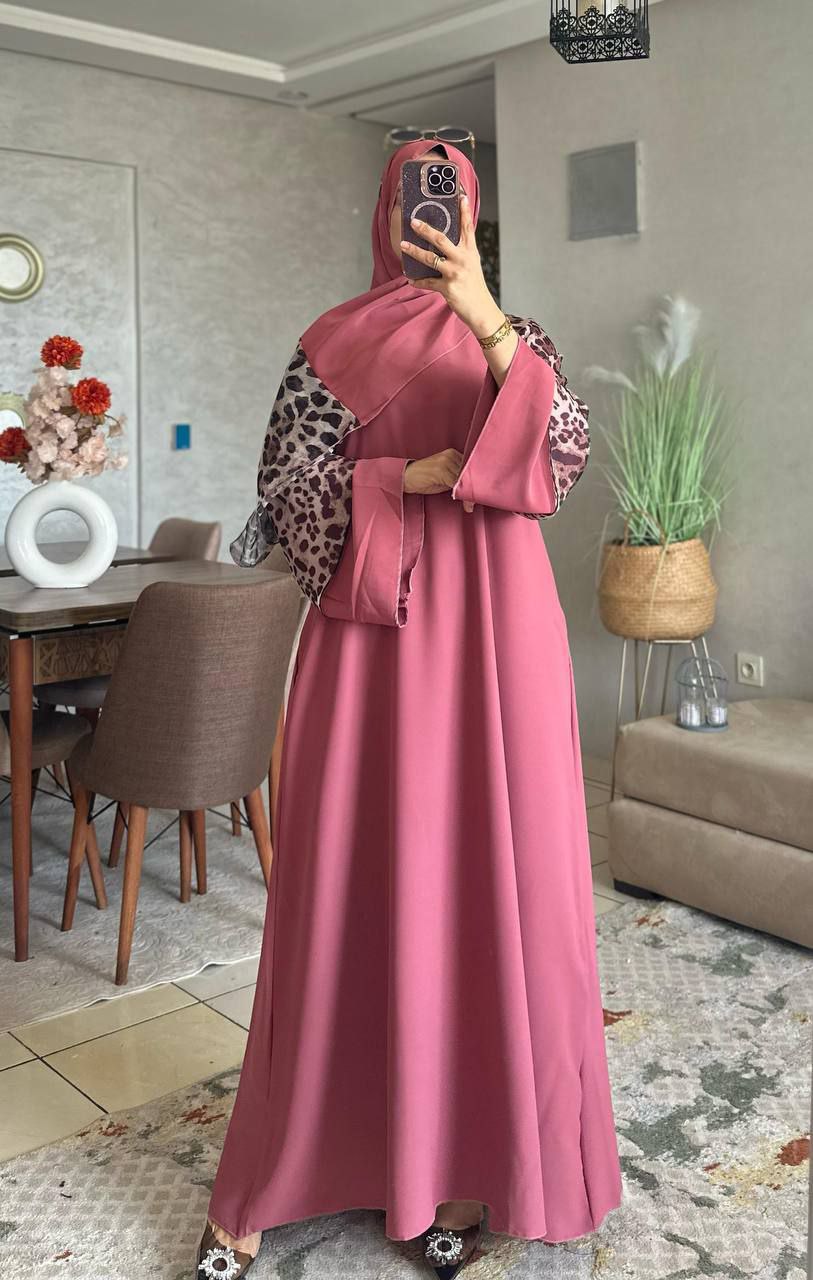 Abaya crepe rosa M2