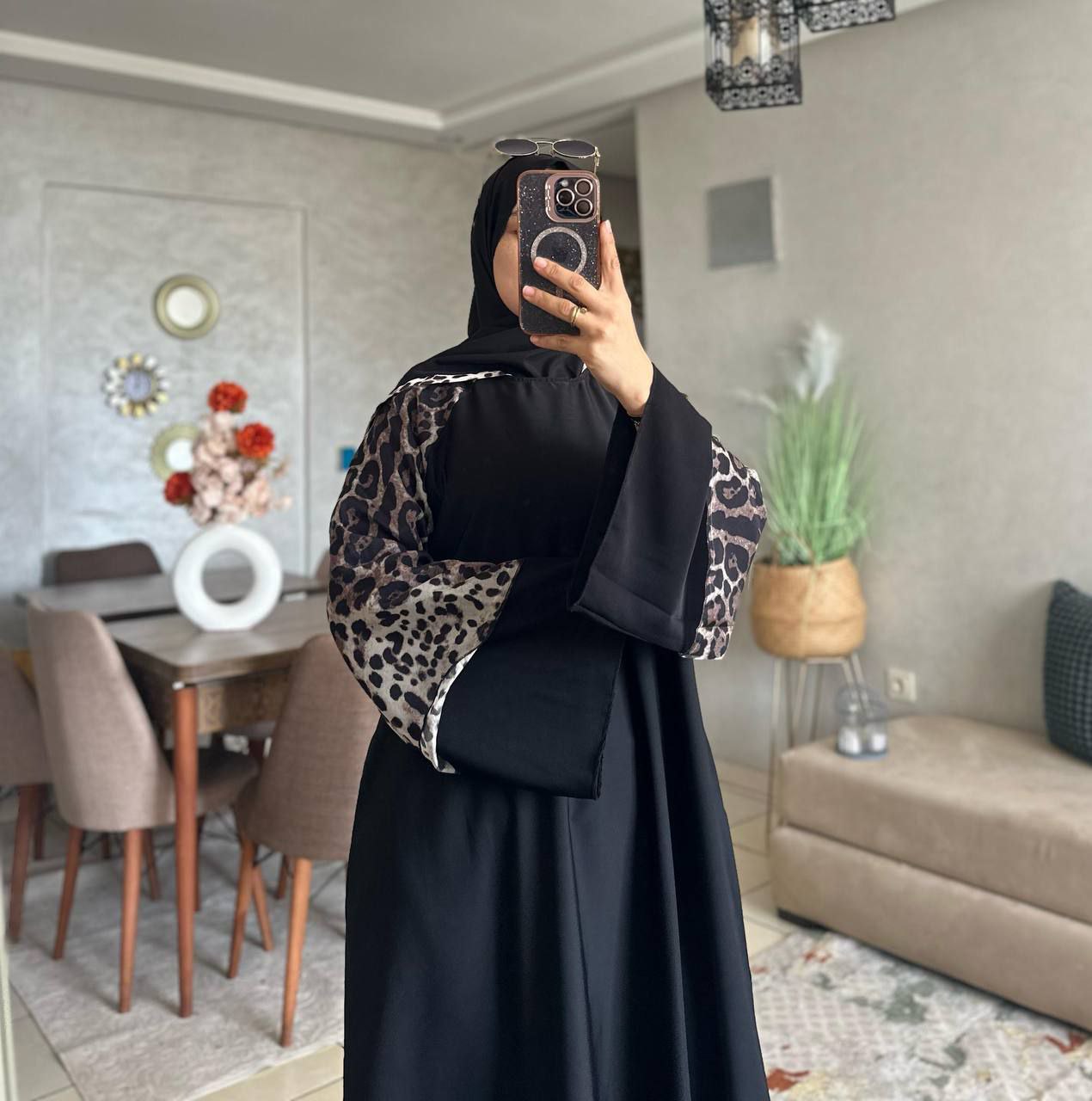 Abaya crepe rosa M2