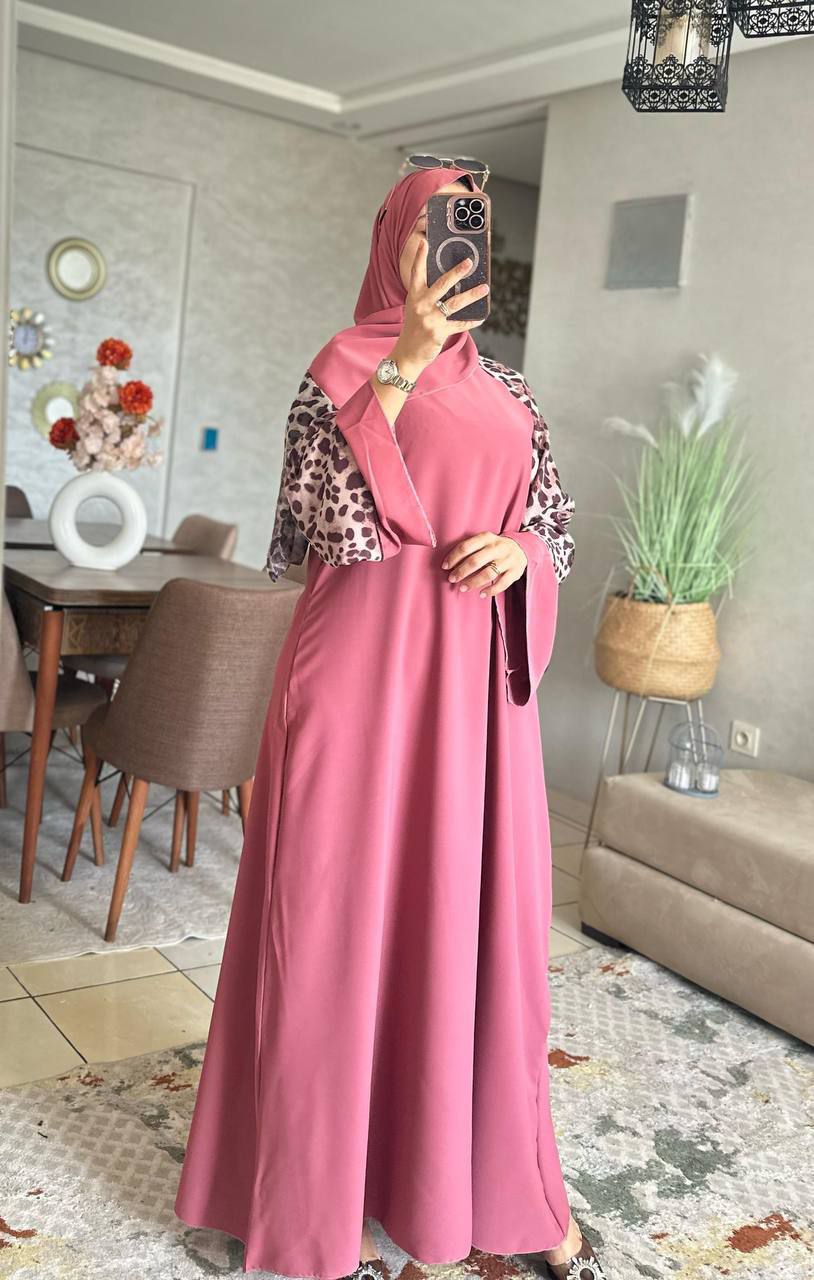 Abaya crepe rosa M2