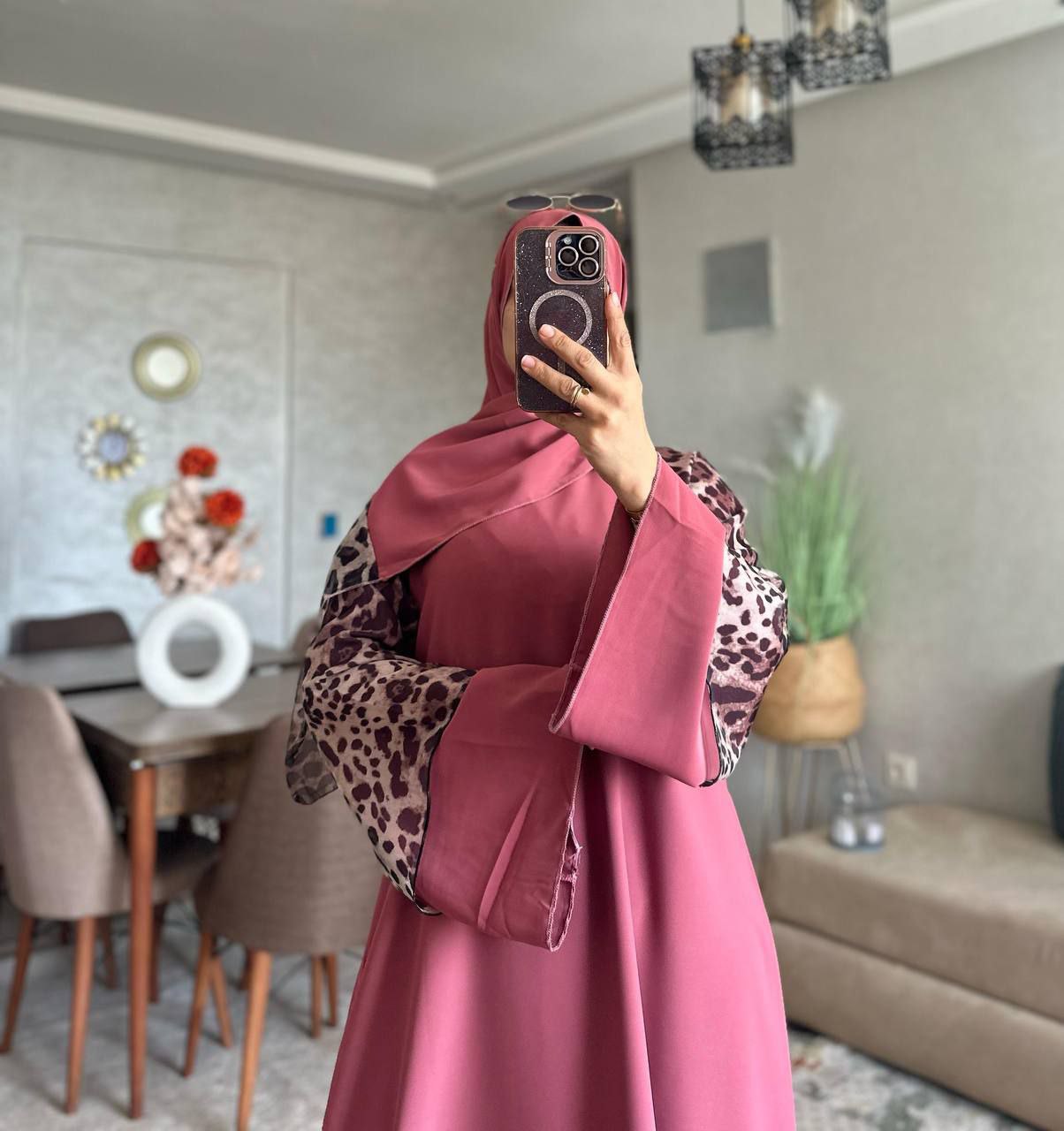 Abaya crepe rosa M2